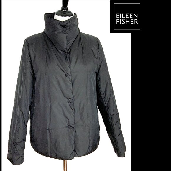Eileen Fisher Jackets & Blazers - Eileen Fisher Black Riversable Down Filled Short Jacket PM